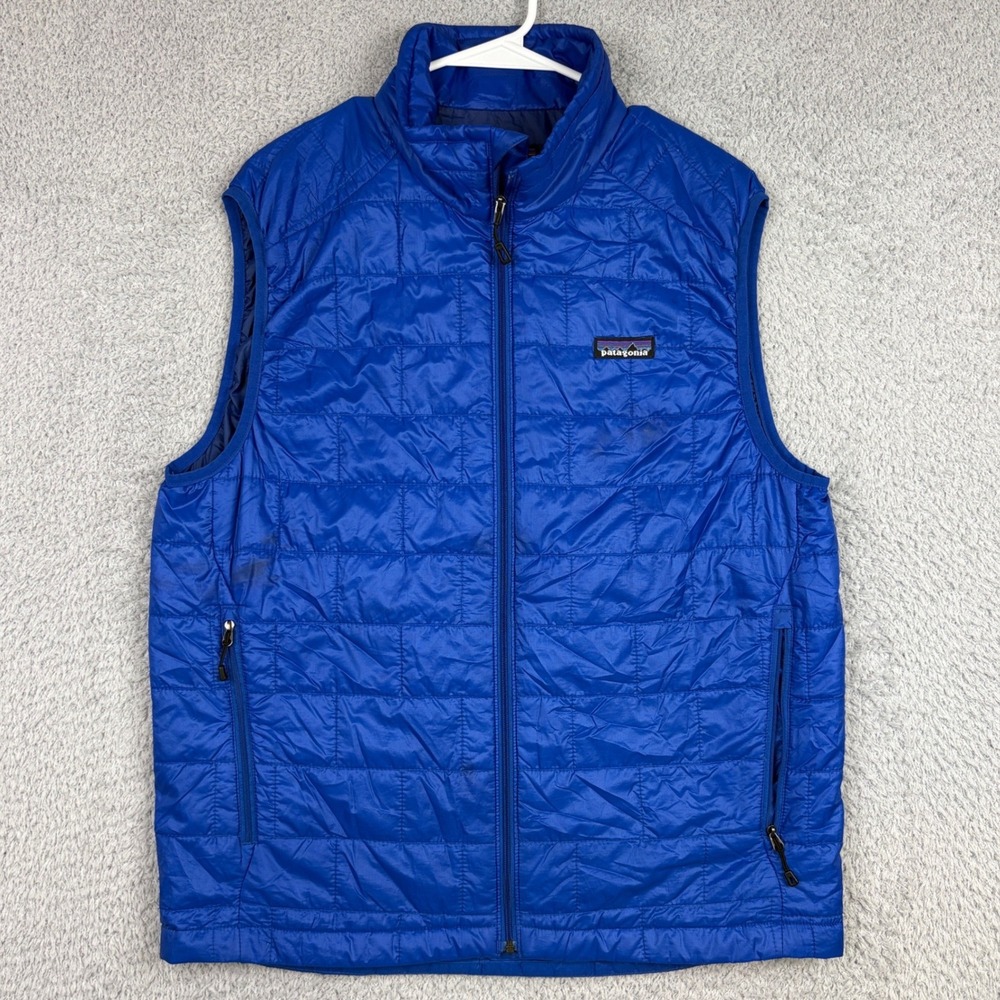 Patagonia Vest Mens Medium Blue Nano Puff Primaloft Insulated Hiking Puffer